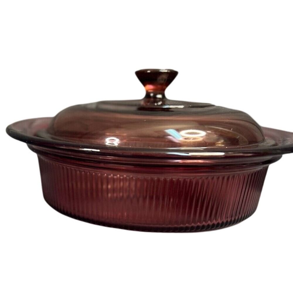Vintage Cranberry Vision Casserole 1 Qt.